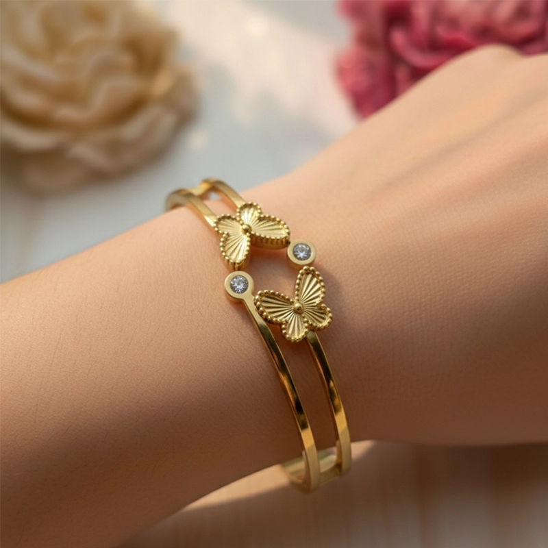 Premium Stainless Steel Butterfly Bangle Bracelet | Elegant Women’s Jewelry